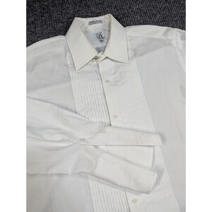 Vintage After Six Tuxedo Shirt Mens 18 35‎ White French Cuff Poplin Wedding 70s